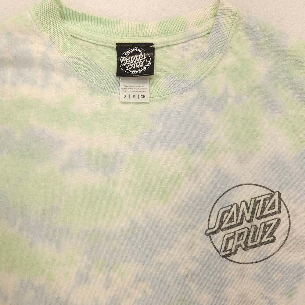 Santa Cruz Casual Crew Neck Short Sleeve Graphic Shirt Mens Size S Tie Dye Blue